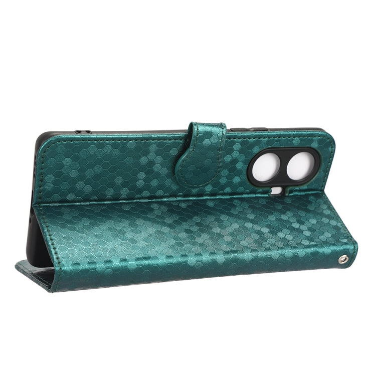 For Realme 10 Pro+ Honeycomb Dot Texture Leather Phone Case