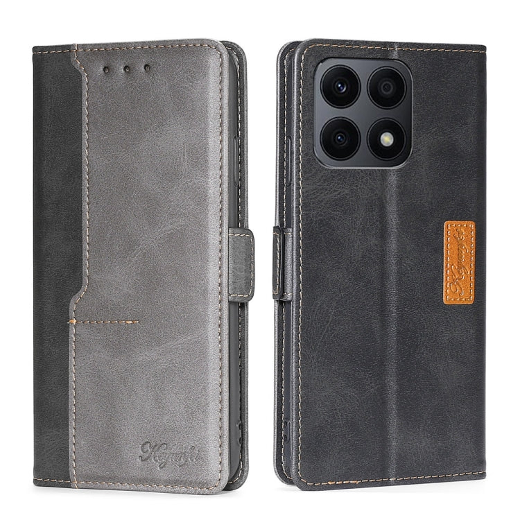 For Honor X8A Contrast Color Side Buckle Leather Phone Case