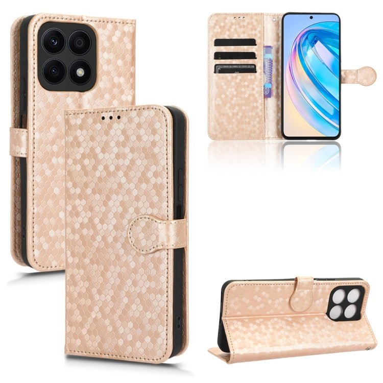 For Honor X8a Honeycomb Dot Texture Leather Phone Case