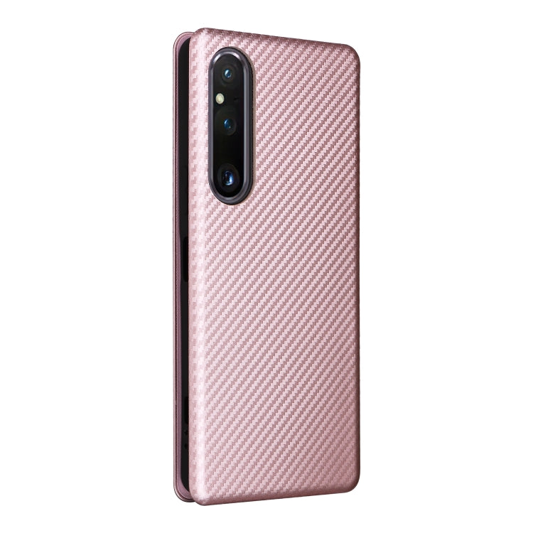 For Sony Xperia 1 V Carbon Fiber Texture Flip Leather Phone Case
