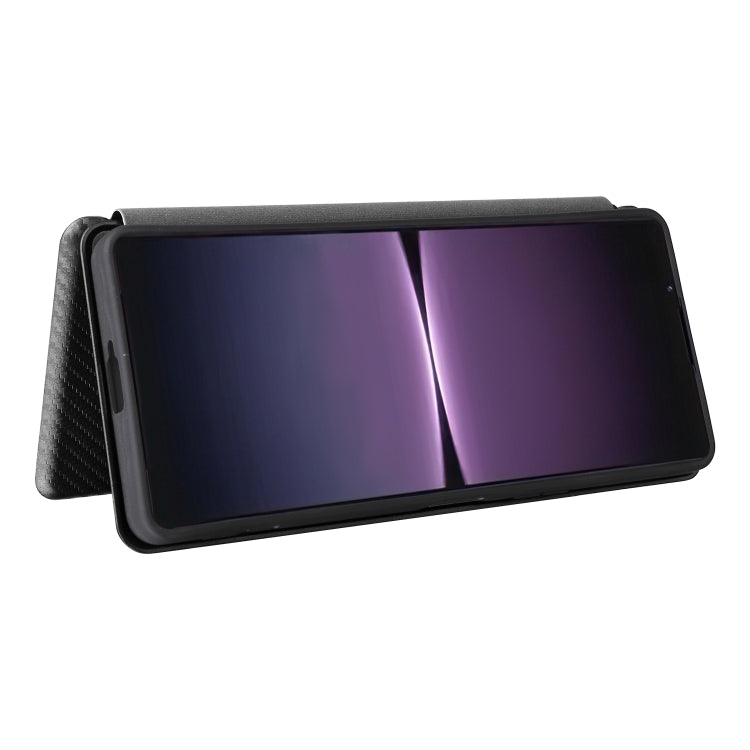 For Sony Xperia 1 V Carbon Fiber Texture Flip Leather Phone Case