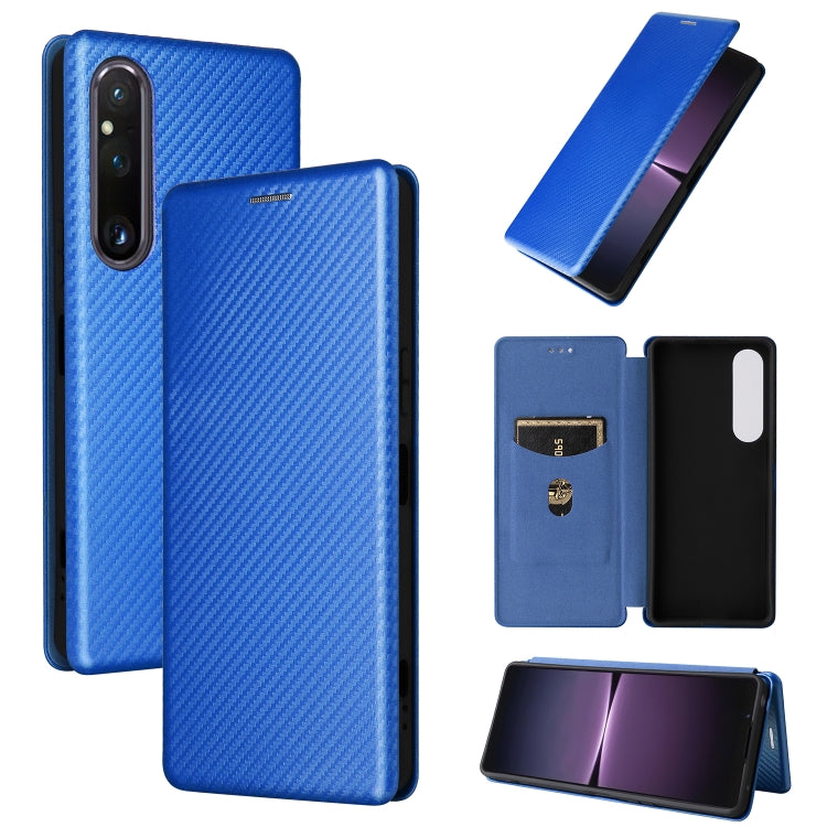 For Sony Xperia 1 V Carbon Fiber Texture Flip Leather Phone Case