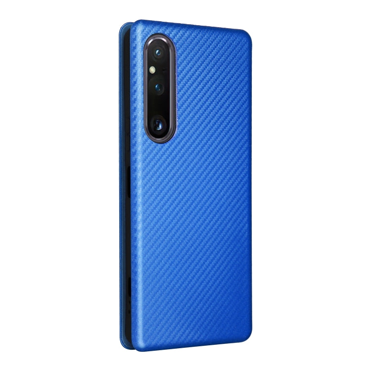 For Sony Xperia 1 V Carbon Fiber Texture Flip Leather Phone Case