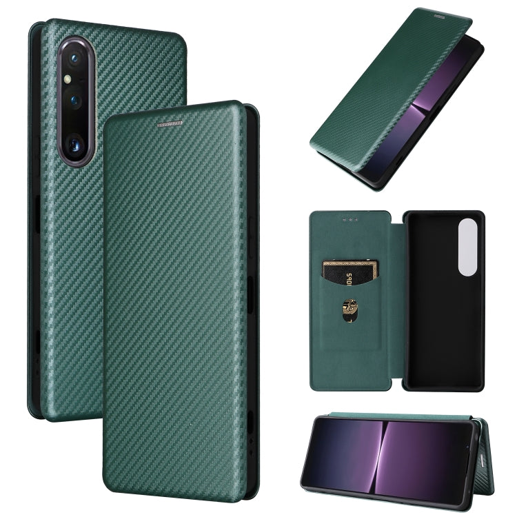 For Sony Xperia 1 V Carbon Fiber Texture Flip Leather Phone Case