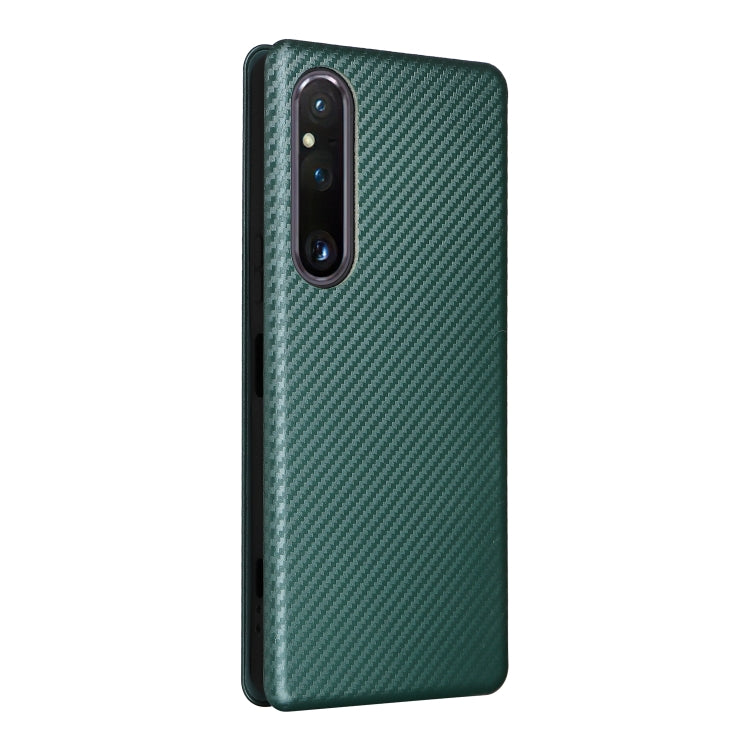 For Sony Xperia 1 V Carbon Fiber Texture Flip Leather Phone Case