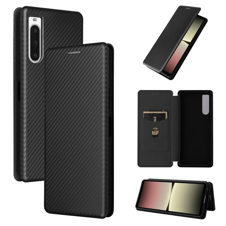 For Sony Xperia 10 V Carbon Fiber Texture Flip Leather Phone Case