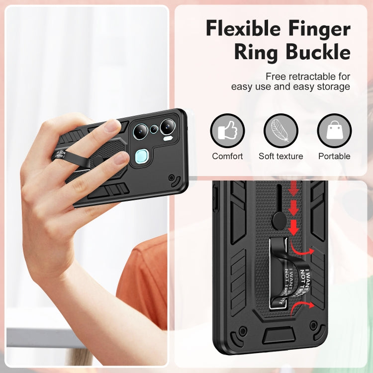 For Infinix Hot 20i X665E Variety Brave Armor Finger Loop Holder Phone Case