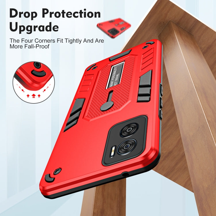 For Motorola Moto E22 4G / E22i Variety Brave Armor Finger Loop Holder Phone Case