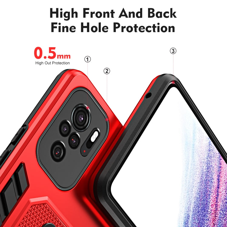 For Xiaomi Redmi Note 10 4G / 10S Variety Brave Armor Finger Loop Holder Phone Case