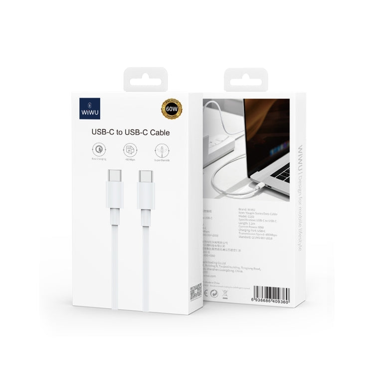 WIWU G103 Youpin Series PD 60W USB-C/Type-C to USB-C/Type-C Fast Charge Data Cable, Length: 1.2m(White)