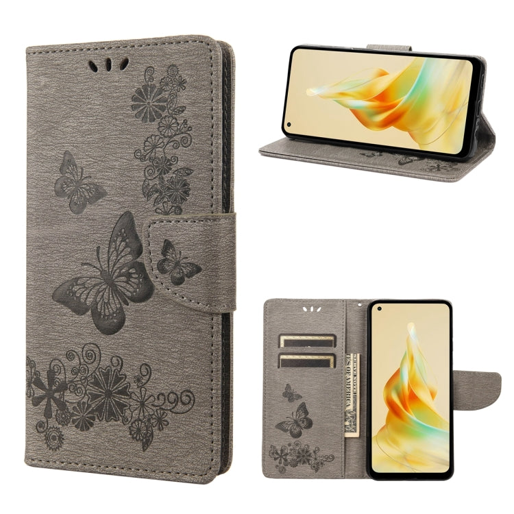 For OPPO Reno8 T 4G Butterfly Embossed Horizontal Flip Leather Phone Case