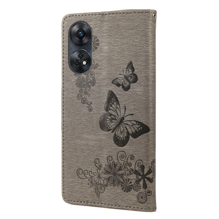 For OPPO Reno8 T 4G Butterfly Embossed Horizontal Flip Leather Phone Case