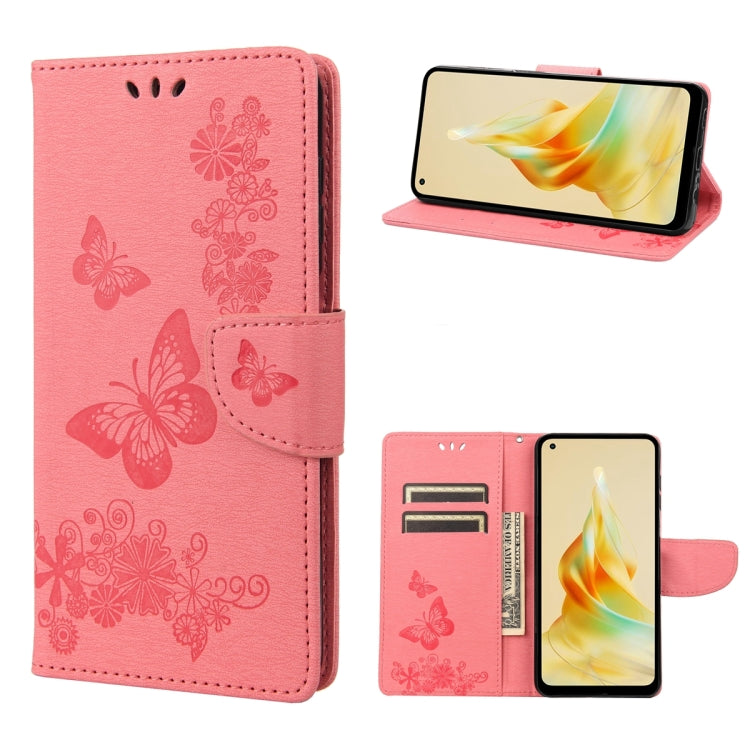For OPPO Reno8 T 4G Butterfly Embossed Horizontal Flip Leather Phone Case