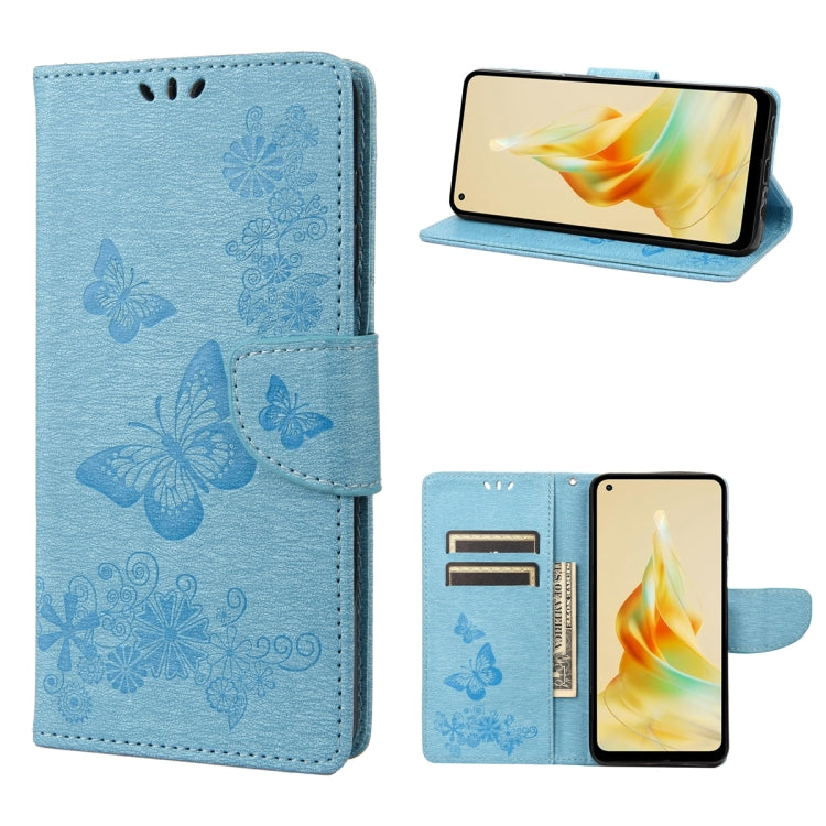 For OPPO Reno8 T 4G Butterfly Embossed Horizontal Flip Leather Phone Case