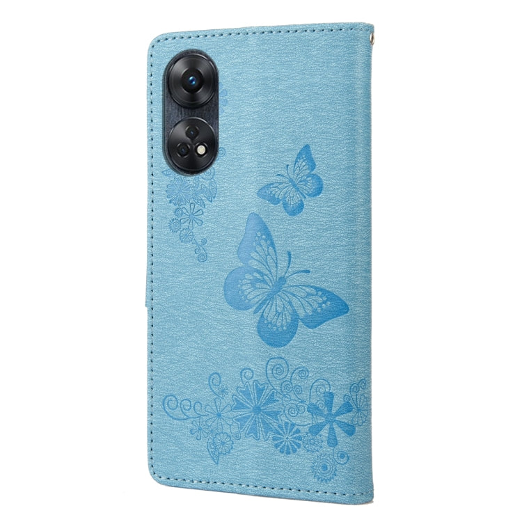 For OPPO Reno8 T 4G Butterfly Embossed Horizontal Flip Leather Phone Case