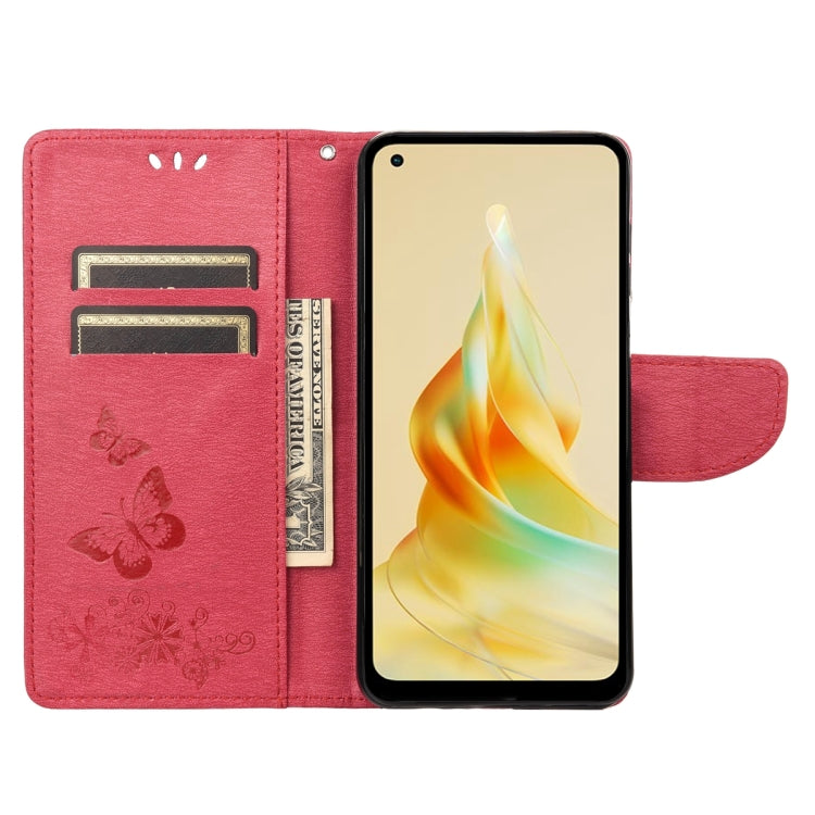 For OPPO Reno8 T 4G Butterfly Embossed Horizontal Flip Leather Phone Case