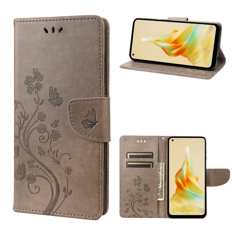 For OPPO Reno8 T 4G Butterfly Flower Pattern Leather Phone Case