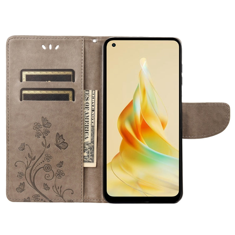 For OPPO Reno8 T 4G Butterfly Flower Pattern Leather Phone Case