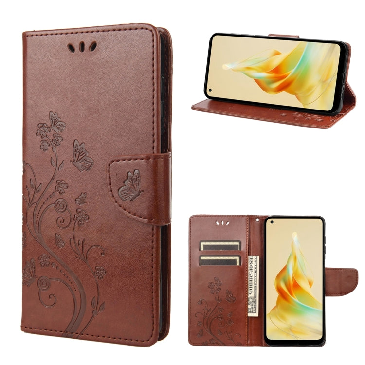 For OPPO Reno8 T 4G Butterfly Flower Pattern Leather Phone Case