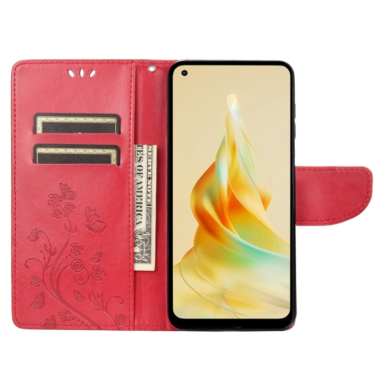For OPPO Reno8 T 4G Butterfly Flower Pattern Leather Phone Case