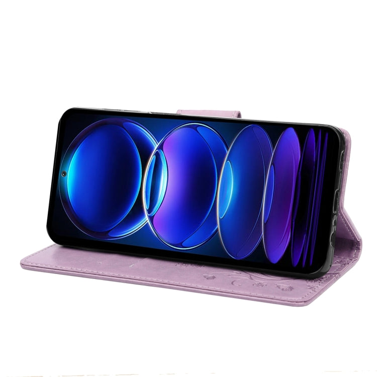 For Xiaomi Redmi Note 12 5G Global / Poco X5 5G Butterfly Flower Pattern Leather Phone Case