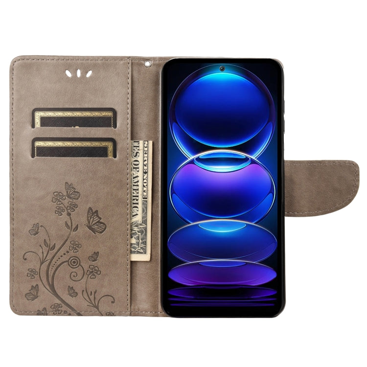 For Xiaomi Redmi Note 12 5G Global / Poco X5 5G Butterfly Flower Pattern Leather Phone Case