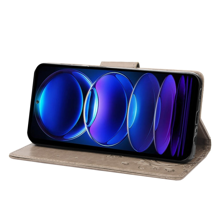 For Xiaomi Redmi Note 12 5G Global / Poco X5 5G Butterfly Flower Pattern Leather Phone Case