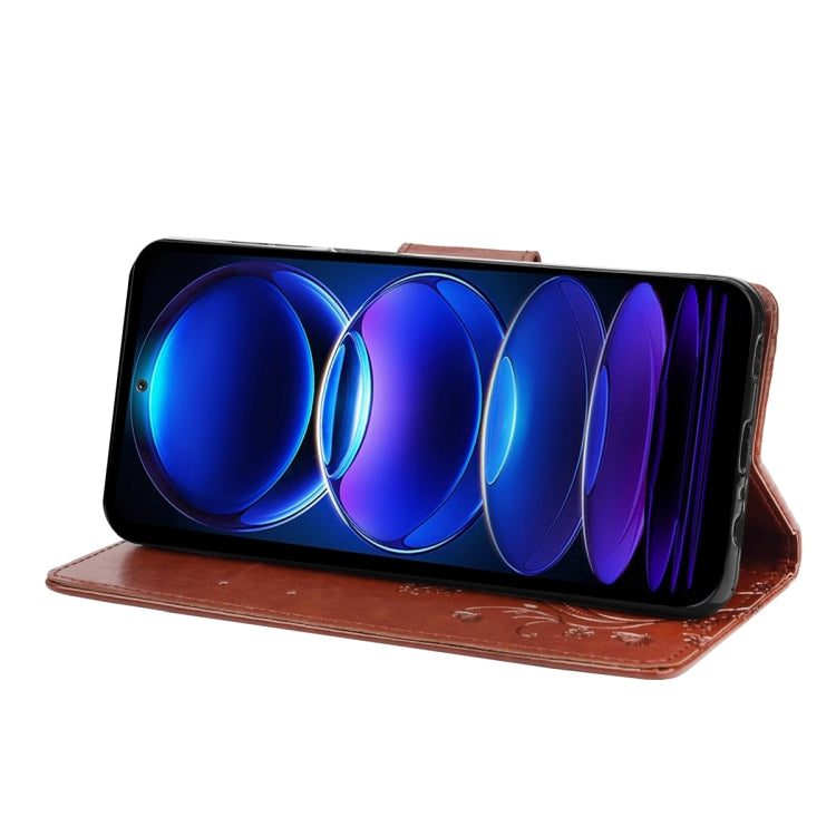 For Xiaomi Redmi Note 12 5G Global / Poco X5 5G Butterfly Flower Pattern Leather Phone Case