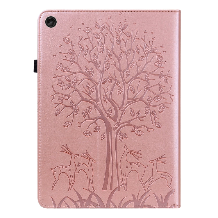 For Lenovo Tab M10 3rd Gen Tree & Deer Pattern Embossed Leather Tablet Case