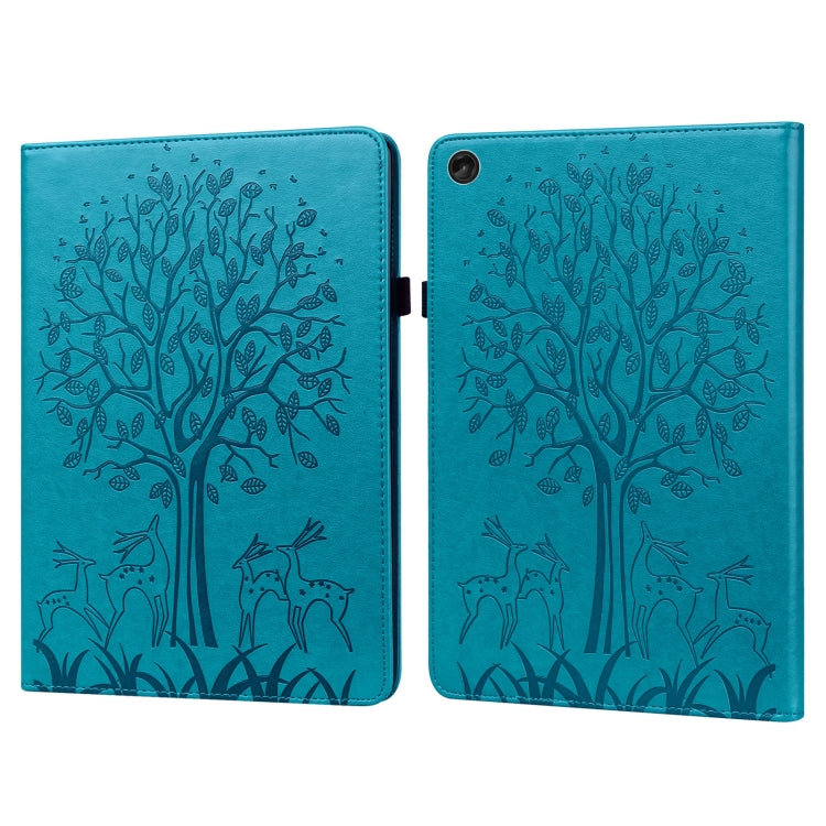 For Lenovo Tab M10 3rd Gen Tree & Deer Pattern Embossed Leather Tablet Case