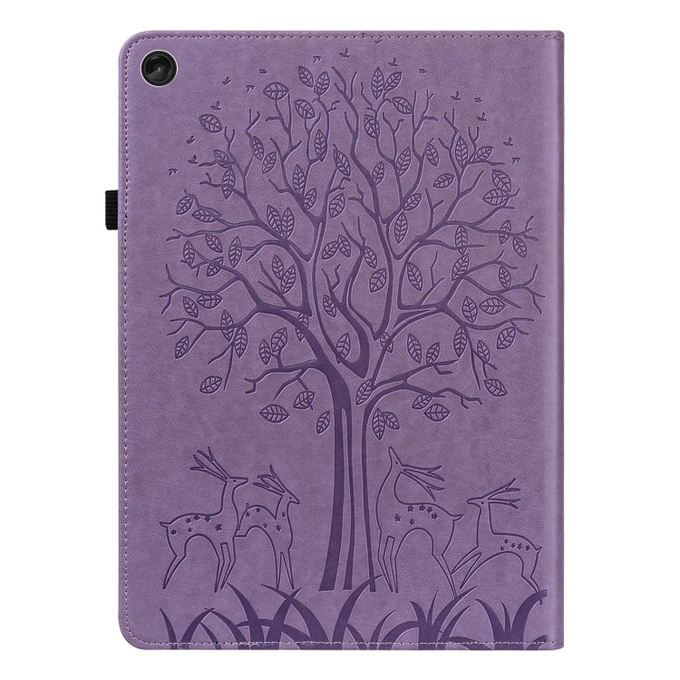 For Lenovo Tab M10 3rd Gen Tree & Deer Pattern Embossed Leather Tablet Case