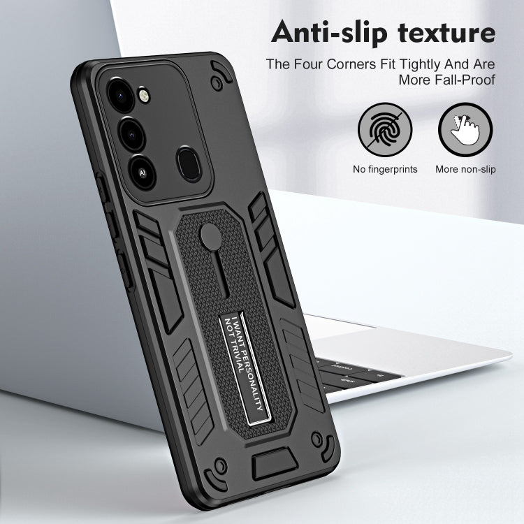 For Tecno Spark G0 2022 / Spark 8/9 Variety Brave Armor Finger Loop Holder Phone Case