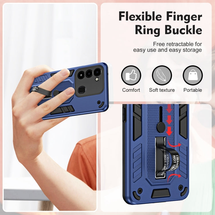 For Tecno Spark G0 2022 / Spark 8/9 Variety Brave Armor Finger Loop Holder Phone Case