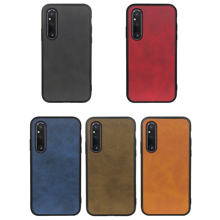 For Sony Xperia 1 V Two-color Calf Texture PU Phone Case