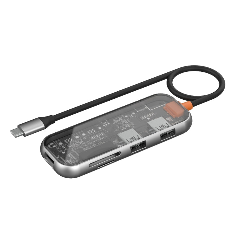 WiWU 5 in 1 Cyber Series Multi-function USB-C / Type-C Docking Station HUB(Space Grey)