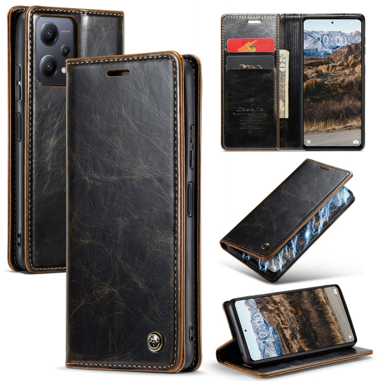 For Xiaomi Redmi Note 12 5G / Poco X5 CaseMe 003 Crazy Horse Texture Leather Phone Case
