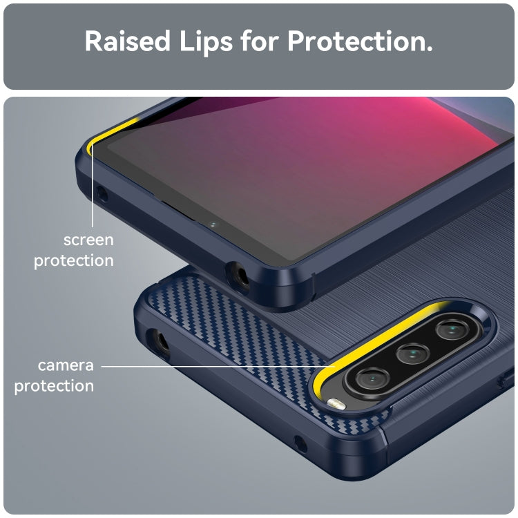 For Sony Xperia 10 V Brushed Texture Carbon Fiber TPU Phone Case