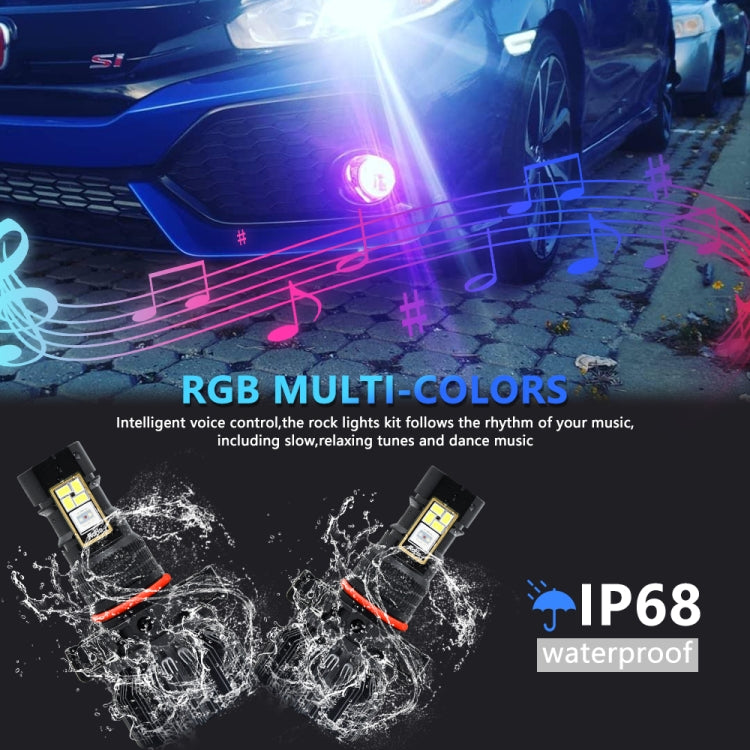 EV23 1 Pair 5202 60W / 15000LM / DC 9-16V IP68 Waterproof Car RGB Fog Light