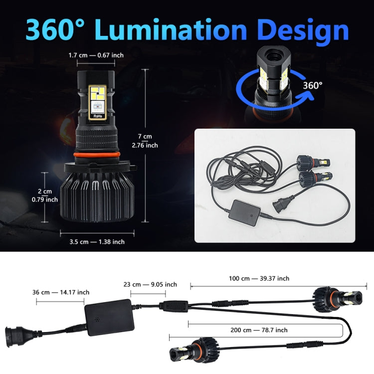 EV23 1 Pair 9005 HB3 60W / 15000LM / DC 9-16V IP68 Waterproof Car RGB Fog Light