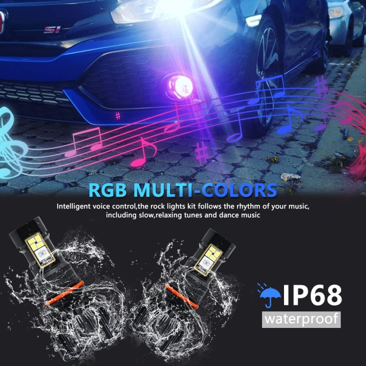 EV23 1 Pair H10 60W / 15000LM / DC 9-16V IP68 Waterproof Car RGB Fog Light