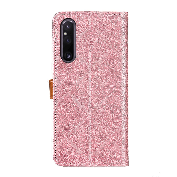 For Sony Xperia 1 V European Floral Embossed Leather Phone Case