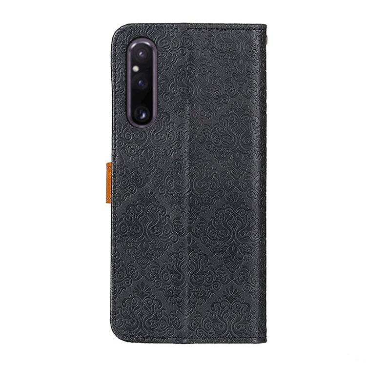 For Sony Xperia 1 V European Floral Embossed Leather Phone Case
