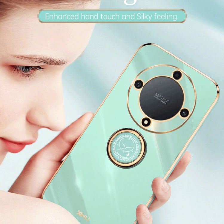 For Honor X9a 5G XINLI Straight Edge 6D Electroplate TPU Phone Case with Ring Holder