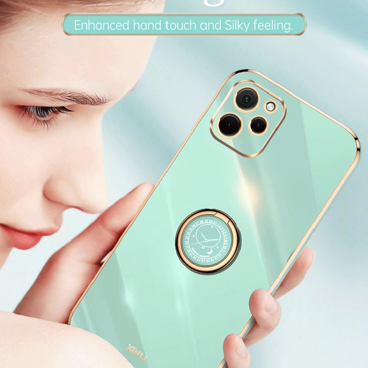 For Huawei nova Y61 XINLI Straight Edge 6D Electroplate TPU Phone Case with Ring Holder