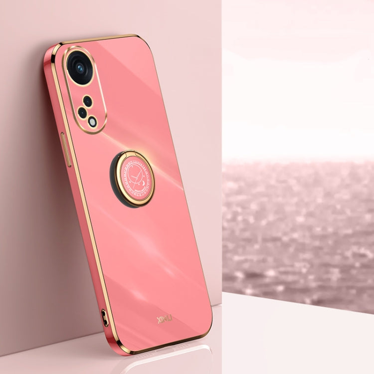 For OPPO Reno8 T 5G XINLI Straight Edge 6D Electroplate TPU Phone Case with Ring Holder