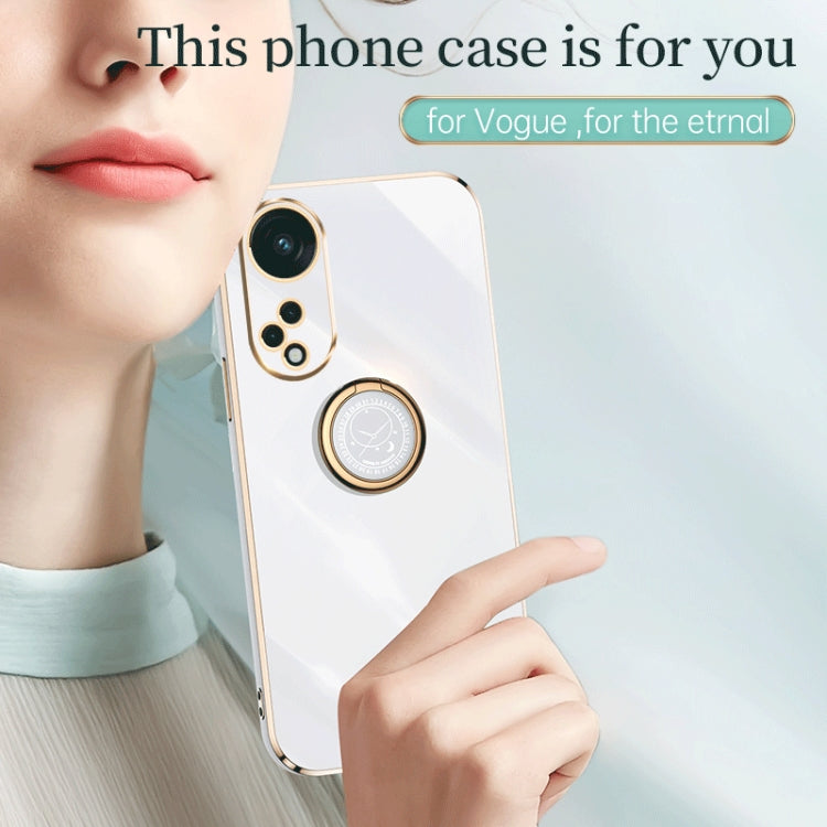 For OPPO Reno8 T 5G XINLI Straight Edge 6D Electroplate TPU Phone Case with Ring Holder
