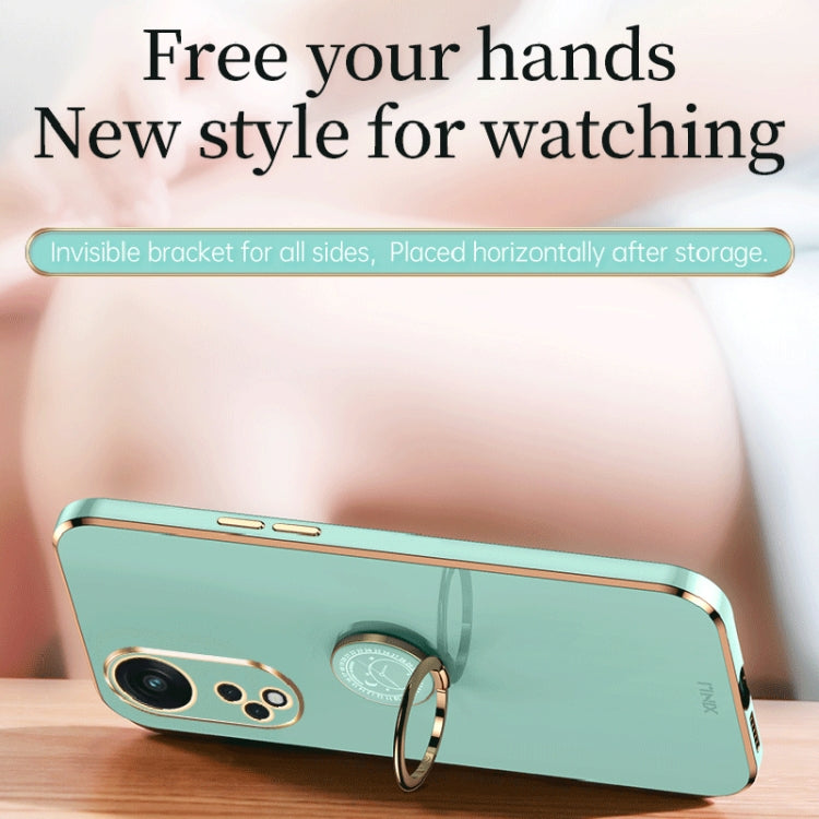 For OPPO Reno8 T 5G XINLI Straight Edge 6D Electroplate TPU Phone Case with Ring Holder