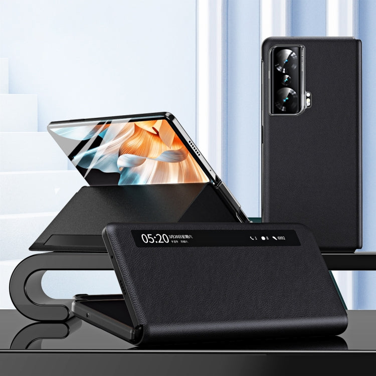 For Honor Magic Vs Side Window View Smart Lychee Texture Leather Phone Case