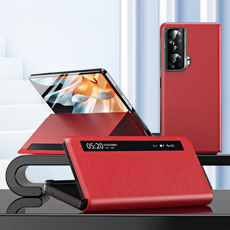 For Honor Magic Vs Side Window View Smart Lychee Texture Leather Phone Case