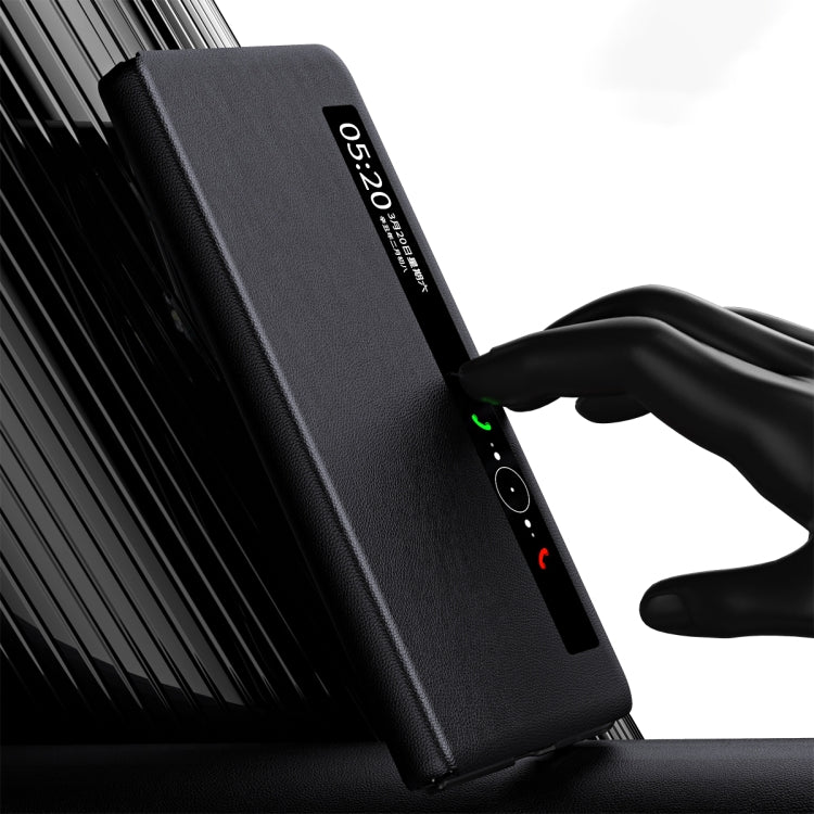 For Honor Magic Vs Side Window View Smart Lychee Texture Leather Phone Case